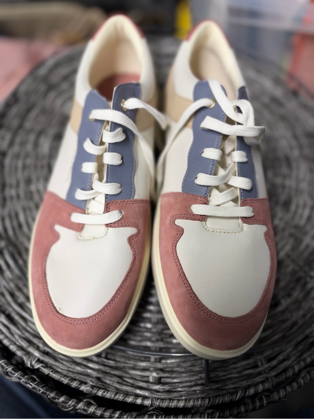 Cole Haan White Sneakers with Dusty Pink & Soft Blue Accents